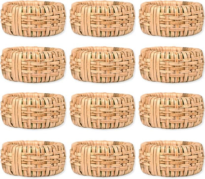 Woven Napkin Rings, Natural Tan, farmhouse rustic design, fits cloth & paper by CLEENTABLE