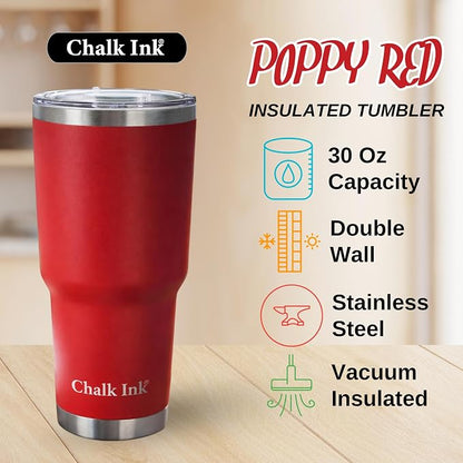 Chalk Ink 30 oz Stainless Steel Tumbler – Insulated Coffee Mug and Water Cup – - Image 3