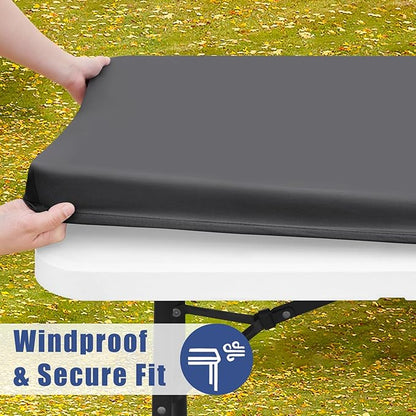 Spandex 4 Foot Rectangle Table Cloth 2 Pack, Elastic Fitted Tablecloths for Picnic, Stretch Washable Patio Table Cover for Outdoor, Camping, Banquet and Parties (Dark Grey, 30"x48")