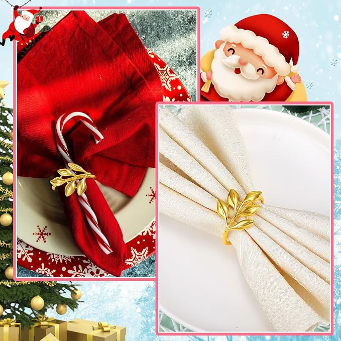 WILLBOND Leaf Napkin Rings Holders Fall Party Napkin Rings - Image 3