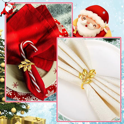 WILLBOND Leaf Napkin Rings Holders Fall Party Napkin Rings - Image 3