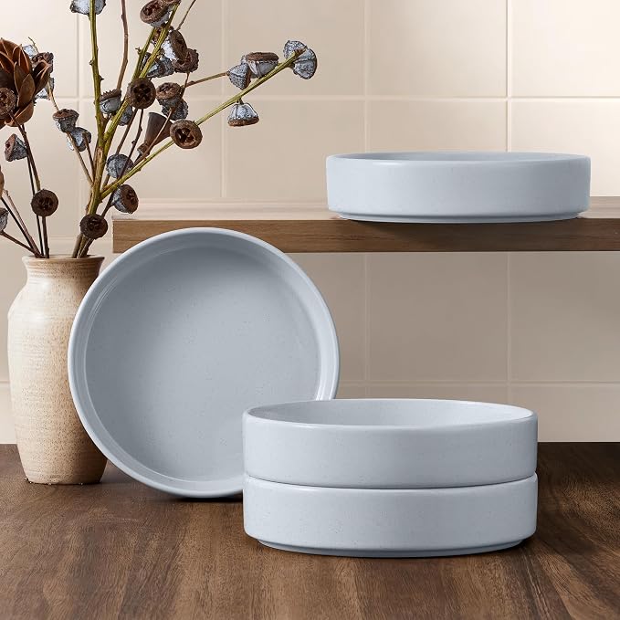 E-far Pasta Bowls Set of 4, 35oz Ceramic Large Salad Bowl Plates - Image 6