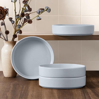 E-far Pasta Bowls Set of 4, 35oz Ceramic Large Salad Bowl Plates - Image 6