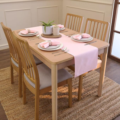 Encasa XO Table Runner, Cotton Canvas Dining Runner 13"x48" | Hot Pink - Image 2