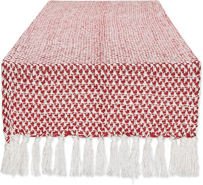 DII Woven Basics Collection 100% Cotton Knit Table Runner, Tango Red by DII