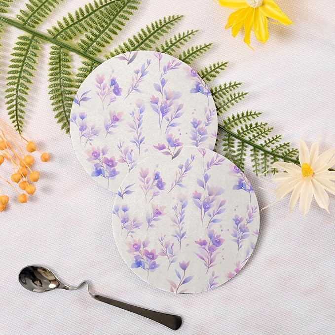 Watercolor Floral Botanical Boho Watercolor 4 Pcs Round Coasters - Image 3
