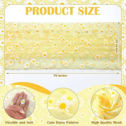 4 Pcs Yellow Daisy Table Runners 29 x 70 Inch Daisy Tulle Lace Table Runner - Image 2
