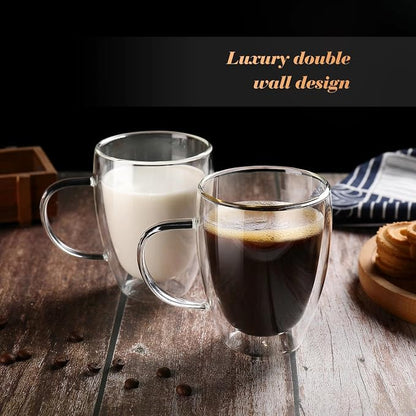 4-Pack 12 Oz Double Walled Glass Coffee Mugs - Image 8