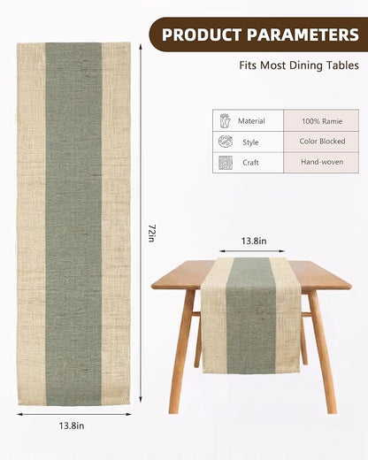 Table Runner, 13.8" × 72", 100% Natural Ramie, Handwoven | 100% Natural Ramie - Image 7