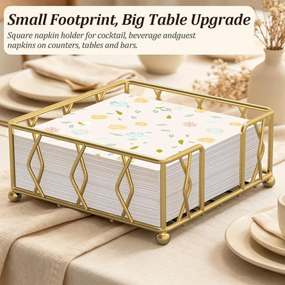 Gold Metal Napkin Holder for Table - Image 2