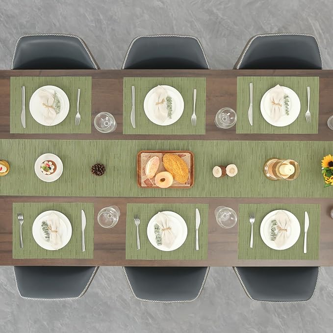 Myir JUN Green Table Runner Home Decor Dining Table Runners | Vinyl Table - Image 9