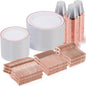 Goodluck 600 Pieces Rose Gold Disposable Plates for 100 Guests, Plastic Plates for Party, Wedding, Dinnerware Set of 100 Dinner Plate, 100 Salad Plates, 100 Spoons, 100 Forks, 100 Knives, 100 Cups