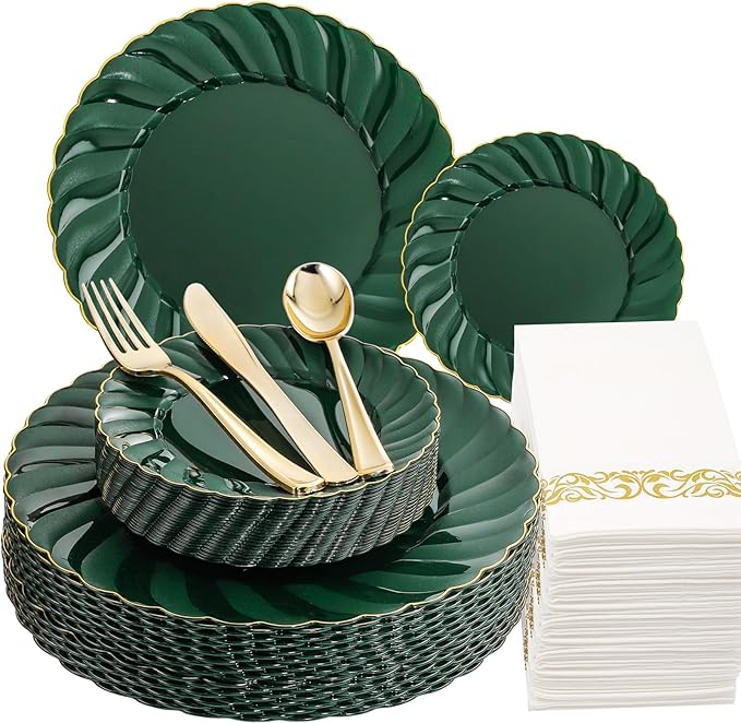YOUBET 150PCS Emerald Green Plastic Plates by YOUBET