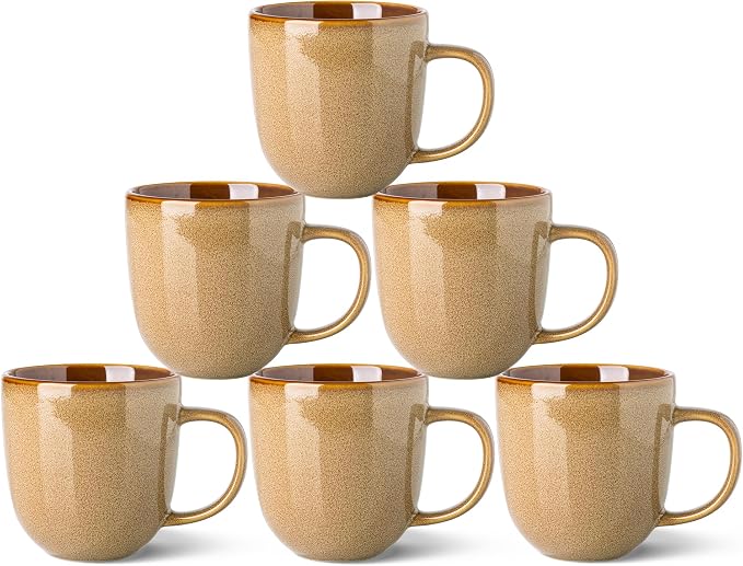 LERATIO Ceramic Coffee Mugs Set of 6, 12oz Handmade Coffee Mugs Set | Large by LeRatio