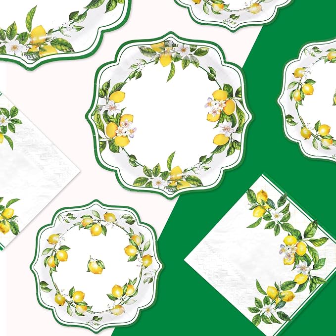 250Pcs Lemon Party Decorations for Summer Lemons Theme Serves 50 | Green Lines - Image 2