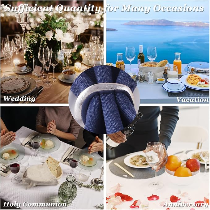 Set of 12 Silver Napkin Rings, Premium Alloy Shiny Napkin Holder Buckles Mobius - Image 5