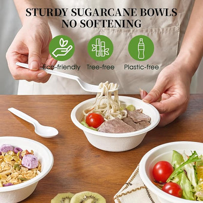 145 Pack 12 OZ Disposable Compostable Paper Bowls - Image 3