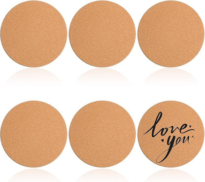 Boao 6 Pcs 4 Inch Round Absorbent Cork Coasters Wooden Cork Plant Coasters by Boao