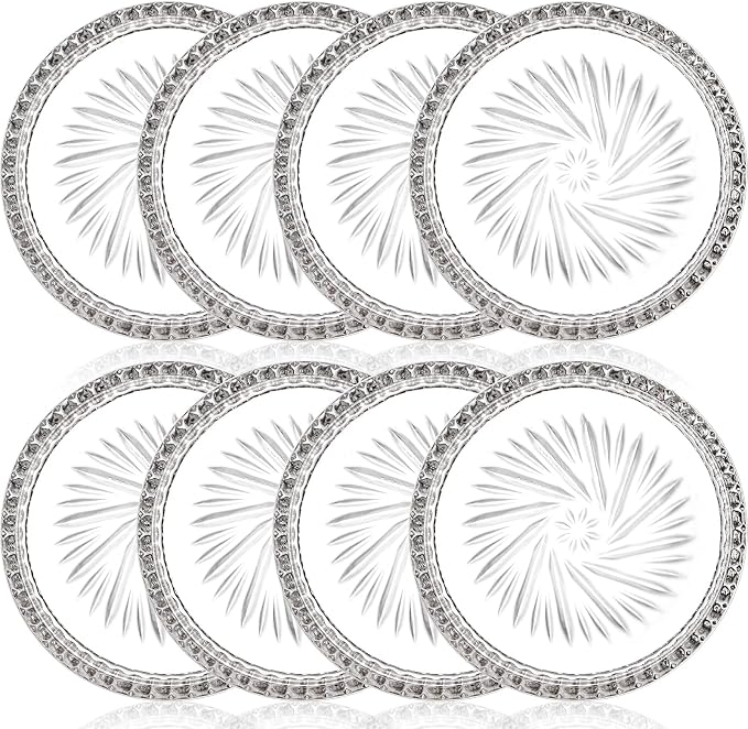 AVLA 8 Pack Crystal Drink Coasters, Glass Round Cup Mat, Dining Room, Coffee by AVLA