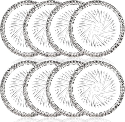 AVLA 8 Pack Crystal Drink Coasters, Glass Round Cup Mat, Dining Room, Coffee by AVLA