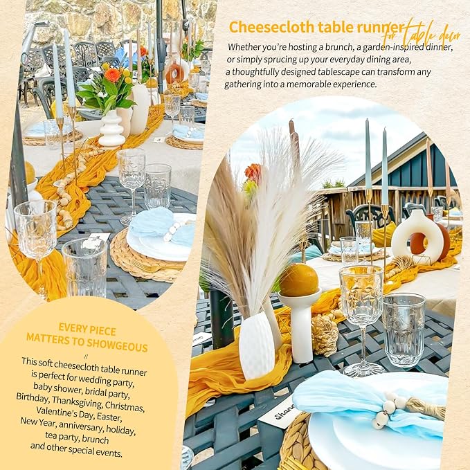 18 Pack Cheesecloth Table Runner 10FT Gold Table Runner Boho Gauze Cheese Cloth - Image 8