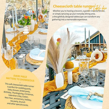 30 Pack Cheesecloth Table Runner 10FT Gold Table Runner Boho Gauze Cheese Cloth - Image 8