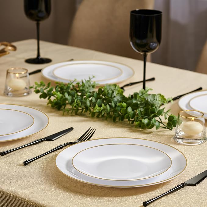 PLASTICPRO White Plastic Design Party Plates Premium heavyweight Elegant - Image 2