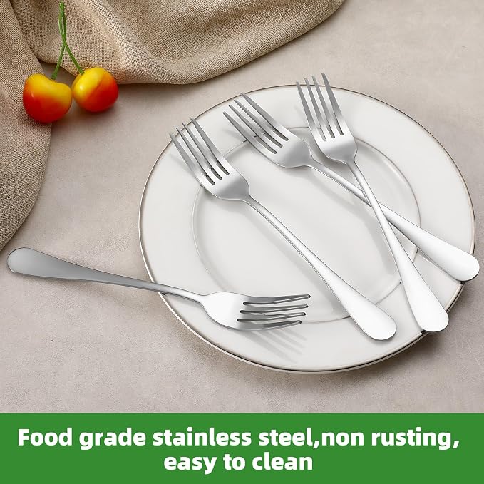24 Piece Dinner Forks Set, Food-Grade Stainless Steel Forks Silverware - Image 3