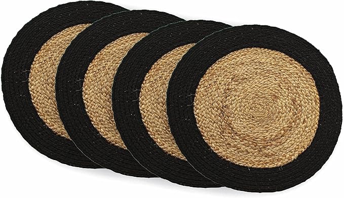 Round Verona Woven Jute & Cotton Braided PLACEMAT, Size -15” Round, Color by ChardinHome