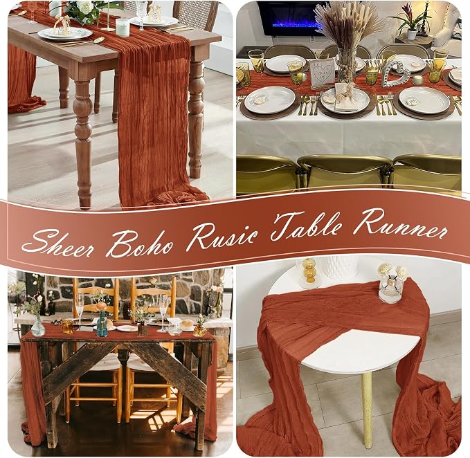 15 Pack Terracotta Cheesecloth Table Runner 17 x 108 inch Cheese Cloth Table - Image 7