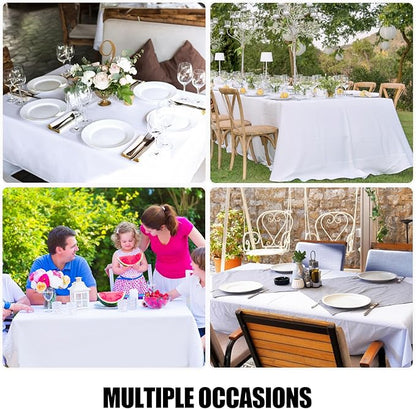 Smiry Rectangle Table Cloth, Waterproof Anti-Scratch Polyester Tablecloth, Decorative Washable Fabric Table Cover for Dining, Buffet, Parties and Outdoor, 60x102, White