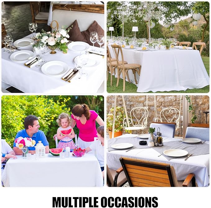 Smiry Rectangle Table Cloth, Waterproof Anti-Scratch Polyester Tablecloth, Decorative Washable Fabric Table Cover for Dining, Buffet, Parties and Outdoor, 54x108, White