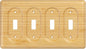 Bamboo Wood Cover Plate for 4 Toggle Switches Quad Size