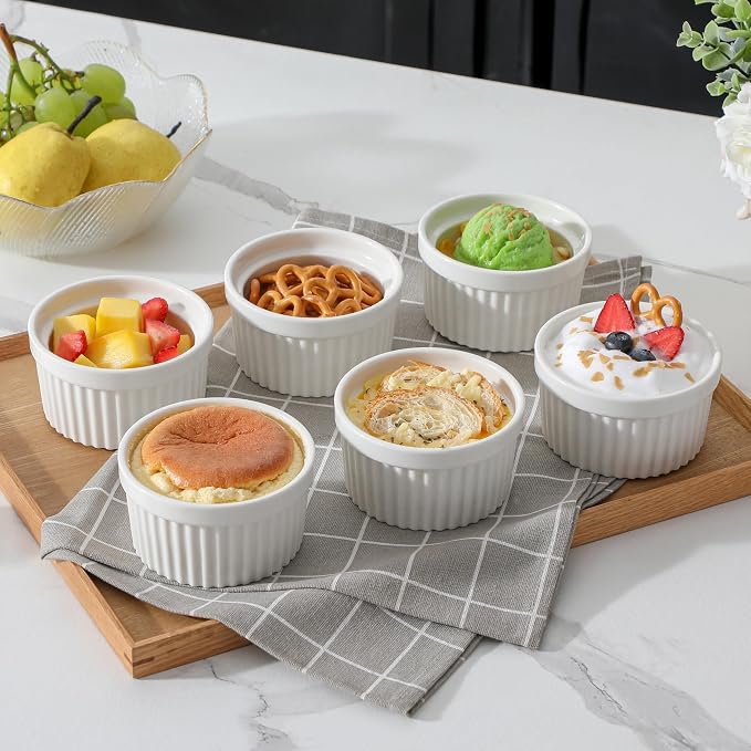 MALACASA Ramekins 8 oz Oven Safe, Porcelain Creme Brulee Ramekins Pudding - Image 5