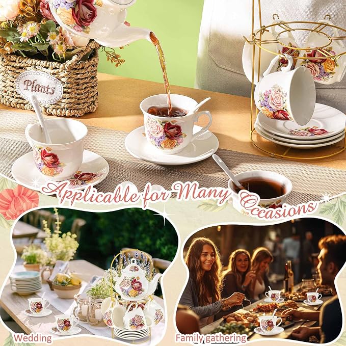 Zhehao 20 Pcs Porcelain Tea Set - Image 4