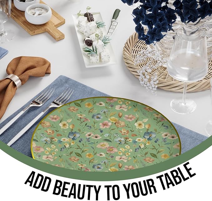 9 Inch Floral Paper Plates, 50 Pack – Elegant Pastel Flower Disposable Plates - Image 2