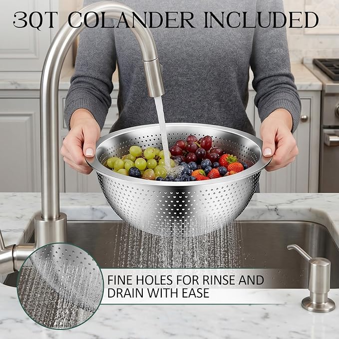 DUTZUN Mixing Bowls with Lids Set, Stainless Steel Mixing Bowls with Colander - Image 5