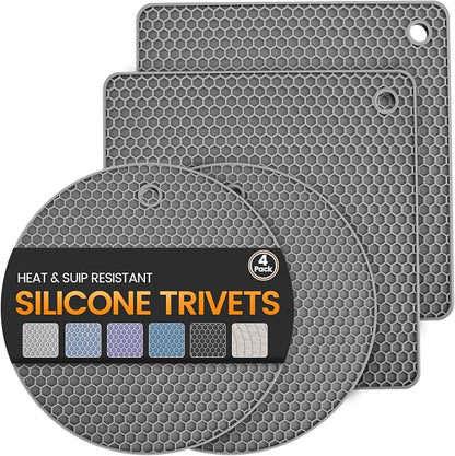 Silicone Trivet Mats 4 Heat Resistant Pot Holders Multipurpose Non-Slip Hot Pads by Unknown