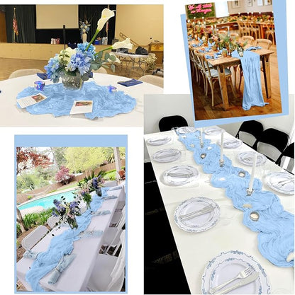 15 Pack Light Blue Table Runner 17 x 108inch Cheesecloth Table Runner Boho - Image 7