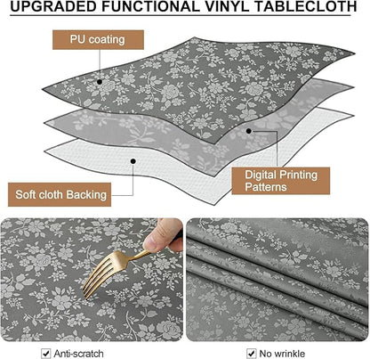 Smiry Square Table Cloth, Waterproof Heavy Duty Vinyl Tablecloths, Wipeable Washable Table Cover for Kitchen and Dining Room (Grey, 70" X 70")