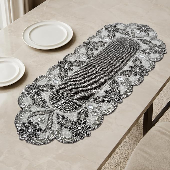 Handmade Beaded Table Runner 13 x 36 Inch, Decorative Dining Table Accent - Image 6