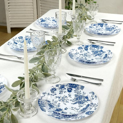 Efavormart 10-Pack French Toile Plastic Dessert Plates – Blue & White Floral - Image 5