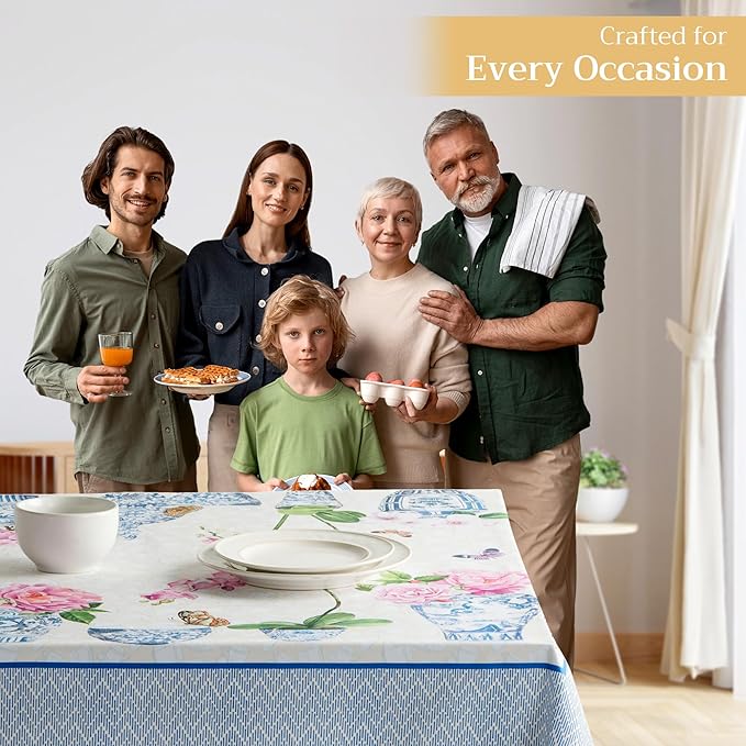 Maison d' Hermine Table Cloth Rectangle Table 100% Cotton 54 x 72 Inches Tablecloth Reusable Decorative for Dining Room Farmhouse Home Valentines Day Decorations Spring Summer - Canton