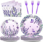 96Pcs Purple Party Supplies Lavender Paper Plates Napkins Summer Decoration | by Justforjoyful