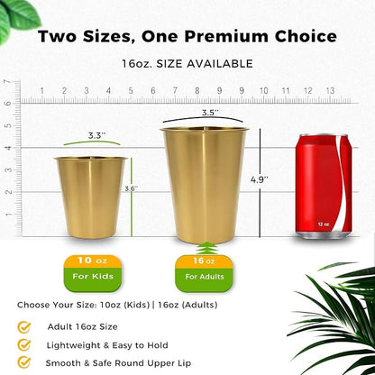 10 Pack 16 oz Gold Stainless Steel Pint Cups, Stackable Set | Food-Grade 304 - Image 5