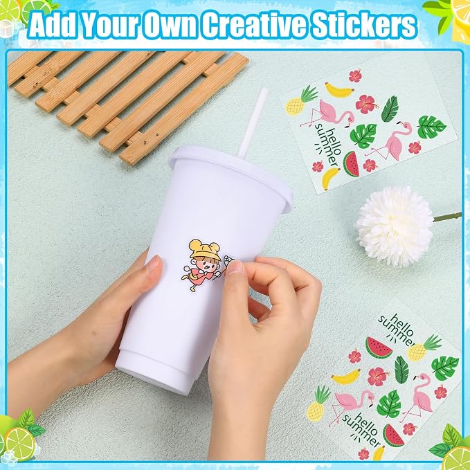 24 Pack Plastic Tumblers With Lids and Straws, Reusable 24 oz Colorful Cups - Image 4