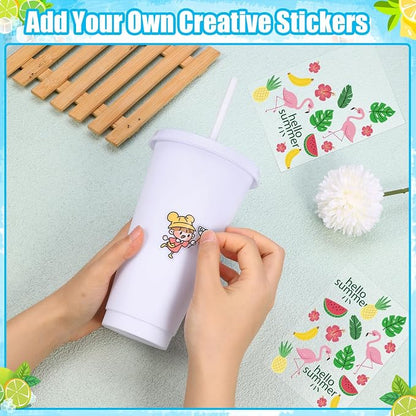 24 Pack Plastic Tumblers With Lids and Straws, Reusable 24 oz Colorful Cups - Image 4