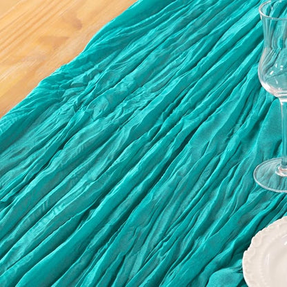 DeZerlor Teal Green Cheesecloth Table Runners 6 Pack Summer Boho Runners | - Image 6
