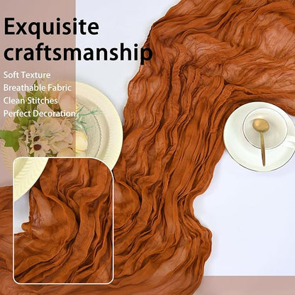8 Pack Terracotta Cheesecloth Table Runner 17x108 inch Boho Gauze Cheese Cloth - Image 6