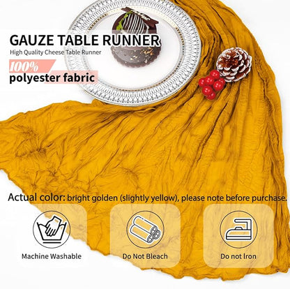 12 Pcs Gold Cheesecloth Table Runner 10Ft, Semi Sheer Cheese Cloth Fabric - Image 3